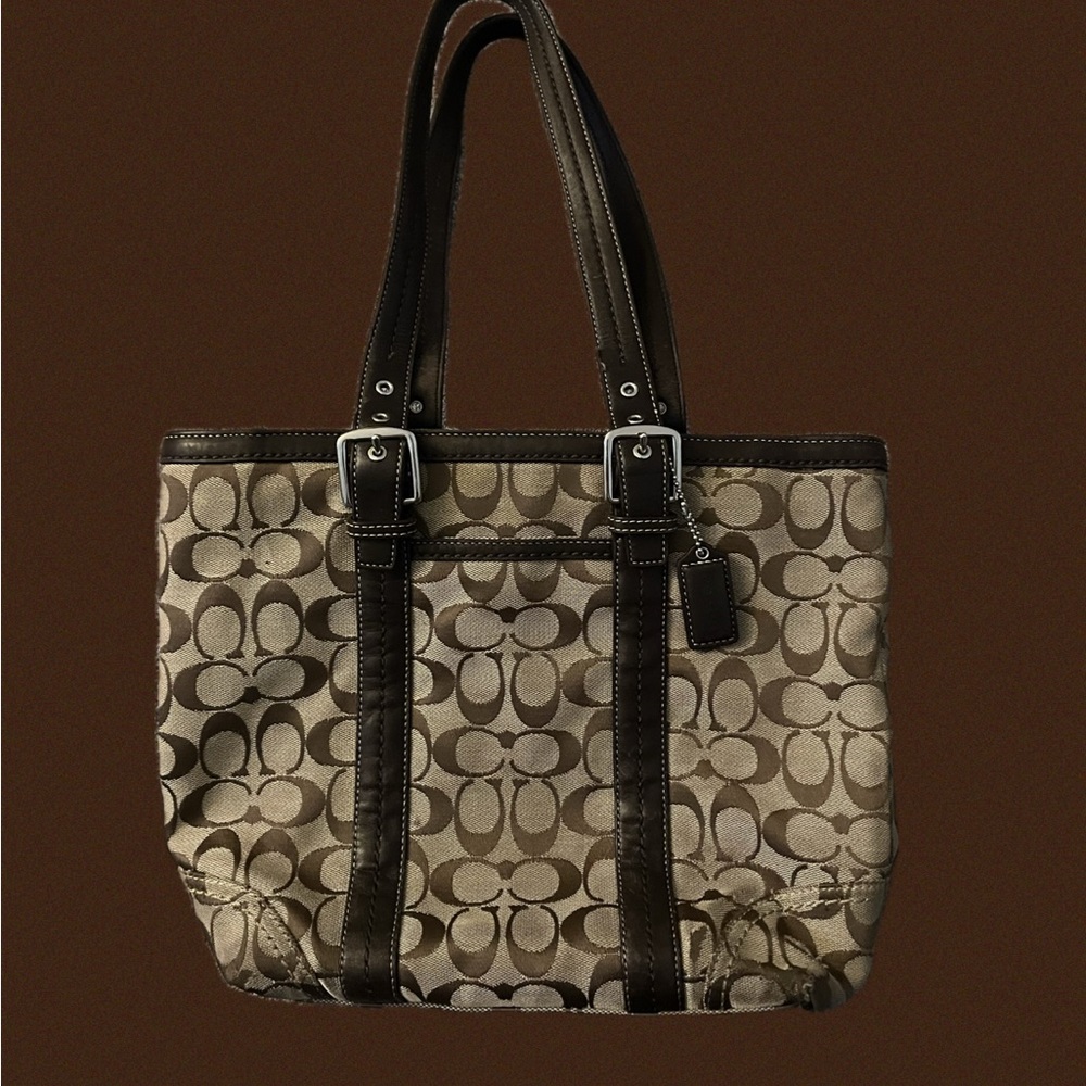 Coach Tan and Brown Signature Tote